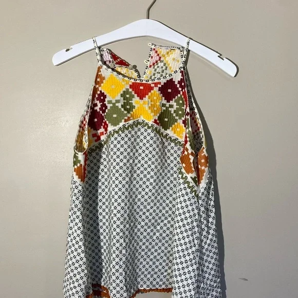 Embroidered Halter Sleeveless Boho Tunic Top Size large - Picture 2 of 5